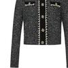 Karl Lagerfeld Urban Fashion Street Social Light Luxury Round Neck Single-Breasted Short Sleeve Jacket Women Jackets Black M21E2210