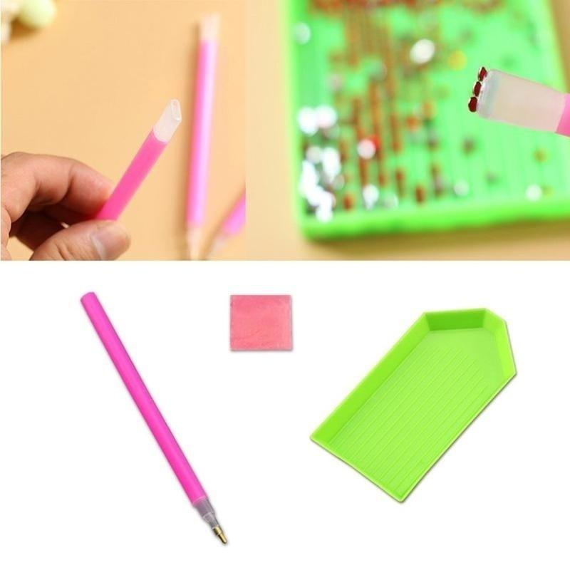 5Pcs/set  Pink Nail Art Rhinestone Gem Picker Pen Dotting Manicure Nail Art Tools