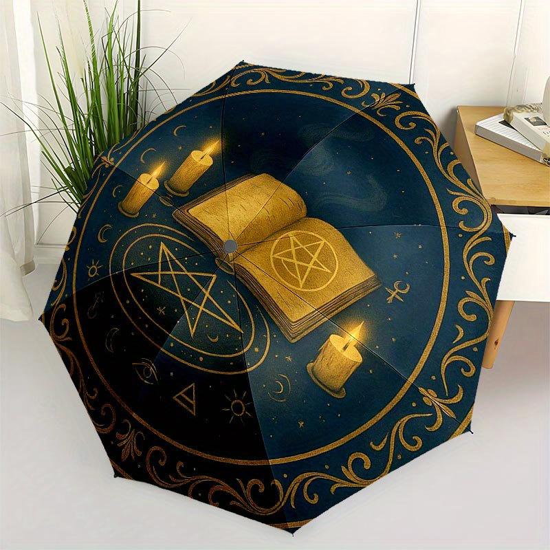 Заколдованная книга заклинаний и алтарный коврик со свечой для декора Викки Зонт, Компактный складной зонт-трость для мужчин и женщин R131