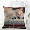 Cute Oil Painting Colorful Cat Cushion Cover Comfort Daily Washable Linen Soft  for Sofa Bed Home Room Decor