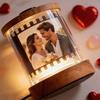 Personalisierte Foto-Film-Nachtlicht Benutzerdefinierter drehbarer Bilderrahmen mit warmem Licht Holz-Filmrolle Speicherbox Geschenk für Jahrestag Valentinstag