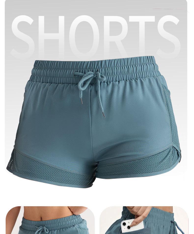 Women's Quick-Dry Mesh Yoga Shorts - Two-Piece, Anti-Exposure Design