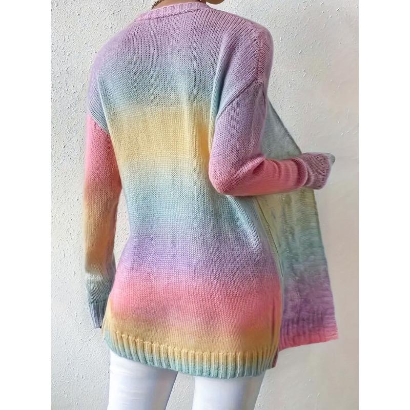 Women's Autumn and Winter Tie-dye Twist Long-sleeved Knit Casual Sweater