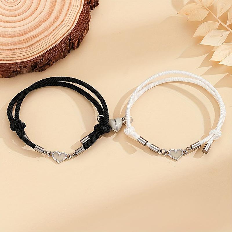 2Pcs Luminous Charms Bracelet Set Couple Adjustable Woven Rope Friendship Bracelet For Women Men Summer Gift