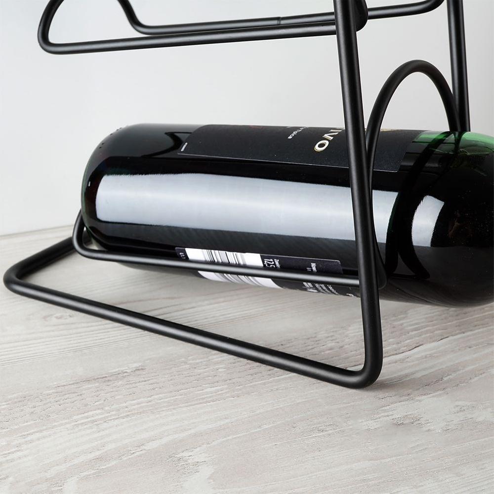 Black Metal Wine Rack for 4 Bottles, 21x43 Cm