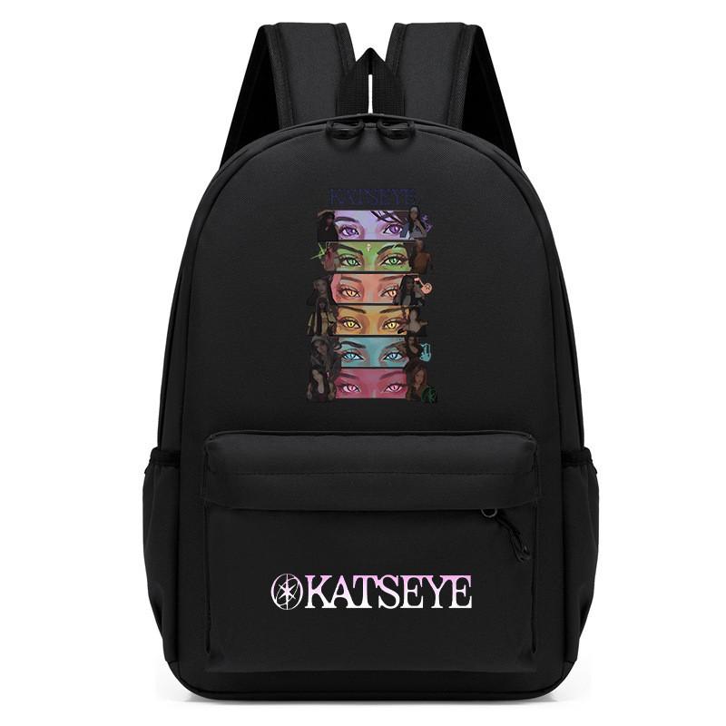 60123-8 Mochila Unissex para Meninos e Meninas KATSEYE Estampada Mochila de Estudante Escolar Impermeável Leve