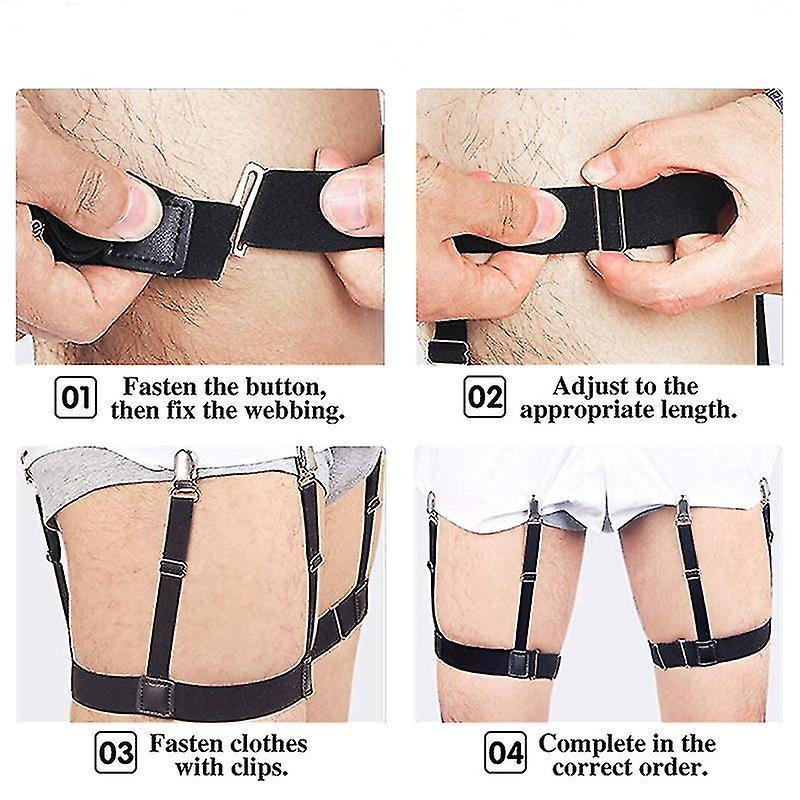 Men Shirt Stays Shirt Garters For Men Elastic Adjustable Shirt Holders Shirt Stays With Locking Non-slip Clips(1 Pair, Black)