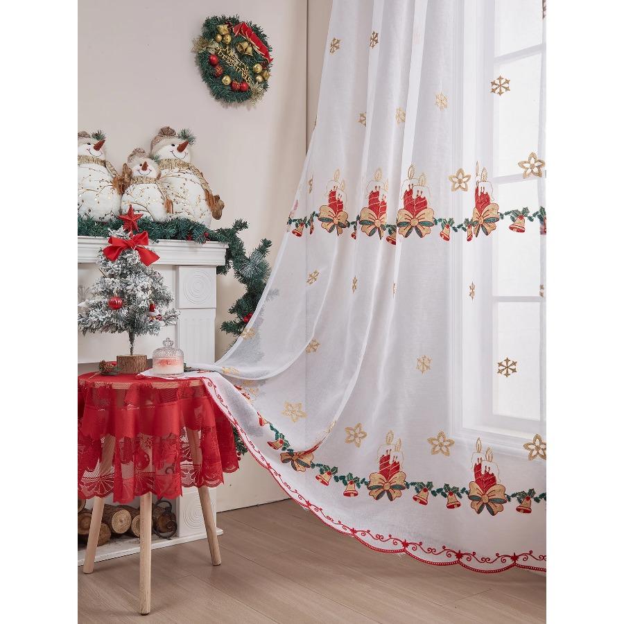 Christmas Curtains 84 Inch Length for Living Room 1 Panels Set Holiday Poinsettia Sheer Decorations Buffalo Plaid Decor