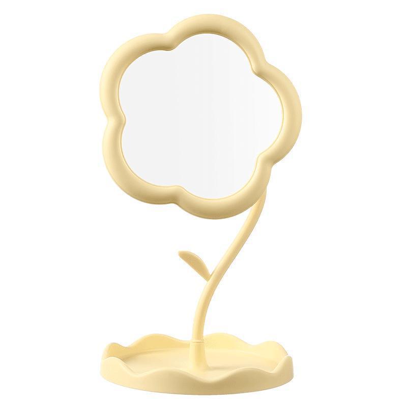 Sunflower Goddess Rotatable Makeup Mirror with Detachable Desktop Storage for Dorms