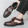 Summer Fashion New Men's Gladiators Hollow Out Belt Buckle Patent Leather Casual Shoes Breathable Beach Sandals Outdoor Slippers