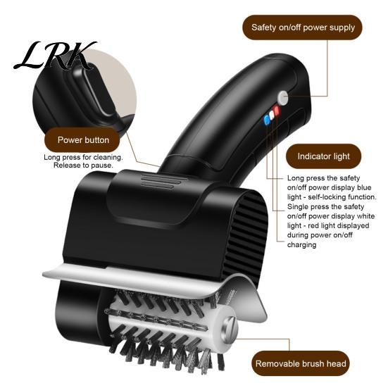 Electric BBQ Brush Grill Brush, Cordless Type-C Rechargeable Cleaning with High-Speed Motor, Power for Outdoor Splash Guard, Stainless Steel Bristles,