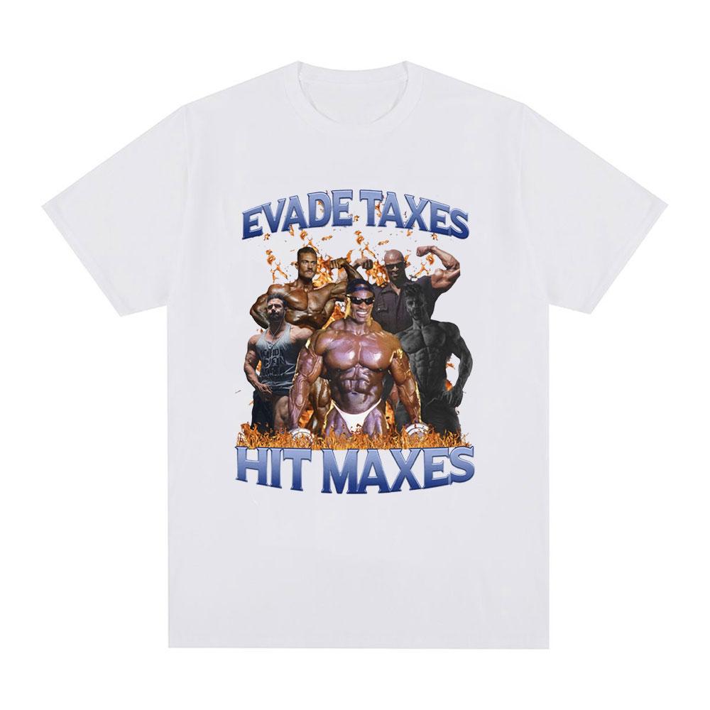 Vyhýbejte se daním Hit Maxes Gym Meme Grafické tričko Pánská móda Hip Hop Vintage Trička s krátkým rukávem 100% bavlna Tričko Nadměrné