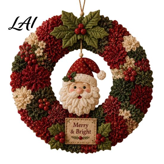 Weihnachts-Poke-Art Bastelset 3D Stoffkranz für Erwachsene Durchdachte Geschenke Ihr Kit Santa Schneemann Design Anfängerfreundlich Feiertags-Türdekoration Einzigartig A