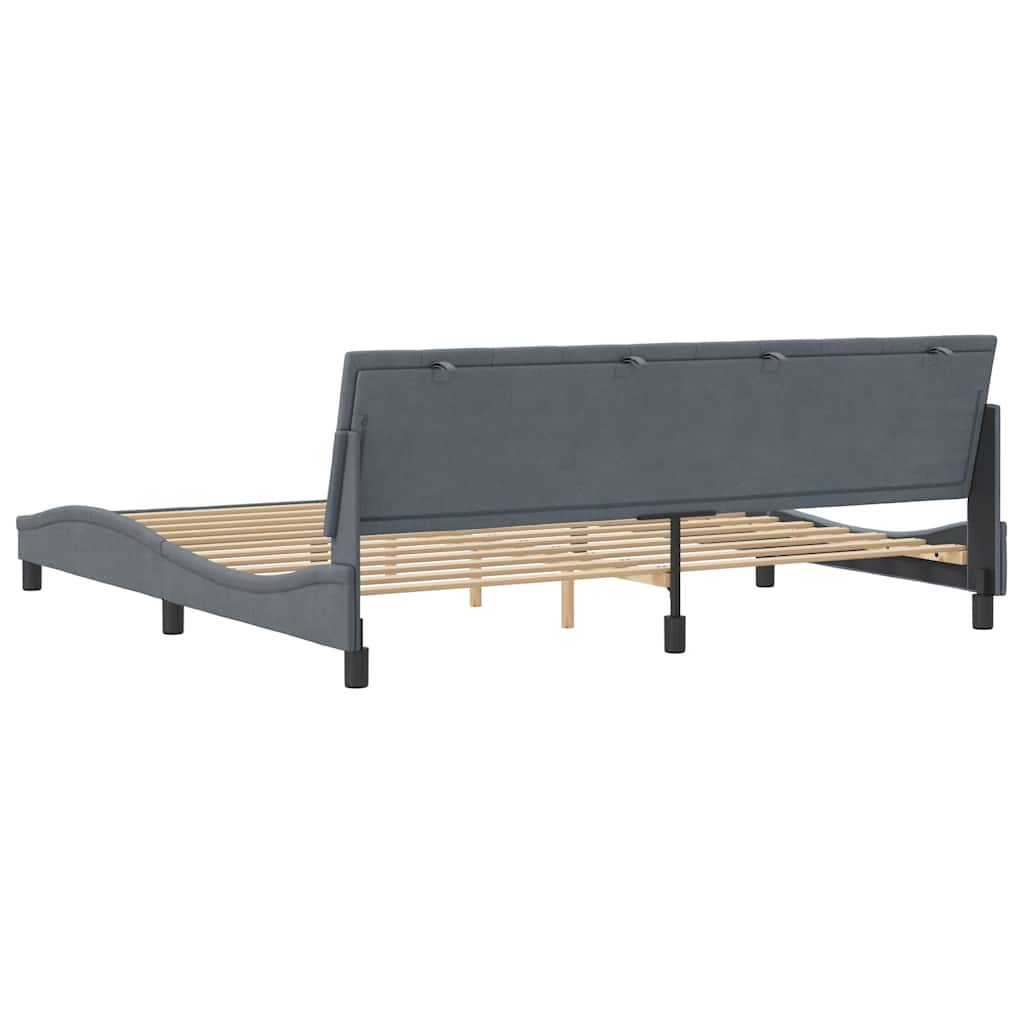Bed Frame without Mattress Hanko Dark Grey 200x200 cm Velvet