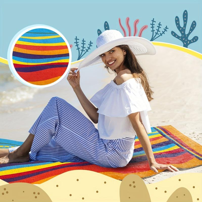 1PC Oversized Striped Beach Towel - Super Soft Microfiber Material, Fast Drying and Machine Washable, Beach Towel