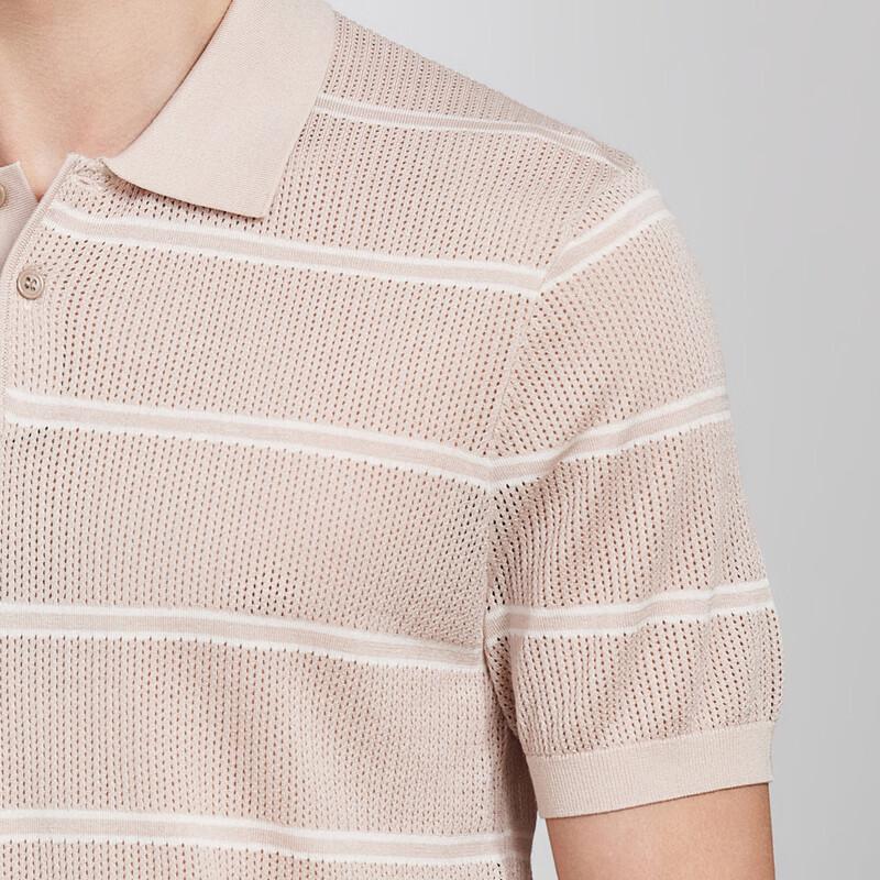 Antonio Men's Luxury Silk-Blend Striped Polo Shirt