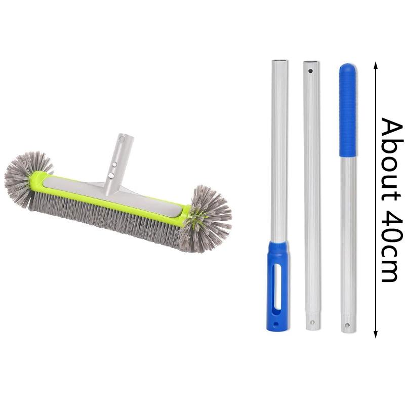 45cm Heavy Duty Aluminum Pool Brush Head With Corner Cleaning Brush Easy To Install For Pool Wall Steps Corner Cleaning Tools
