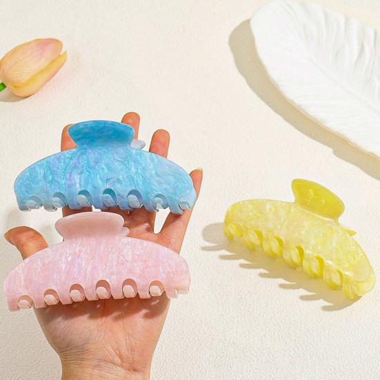 Hair Claw No Slipping Acetate Sheet Strong Grip Medium Size Back Head Hair Clip Large Arc Design Shark Hair Claw Versatile Hair