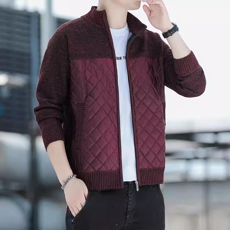 Pánské ležérní volné svetry kardigan na zip mikiny pánský kardigan stojáček slim volná bunda