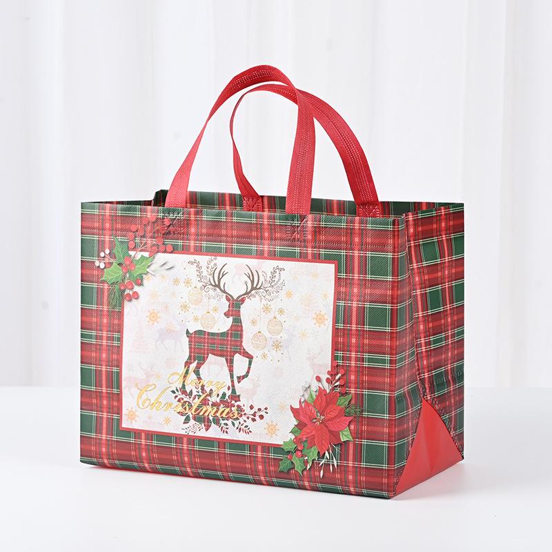 4/12pcs Christmas Gift Bags Tote Bags with Handles Reusable Non-Woven Shopping Bags for Xmas Gifts Wrapping Holiday Party Decors