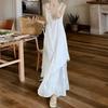 White Vest Skirt for Women In Summer New French Loose Design Mid-length Irregular Suspender Dress