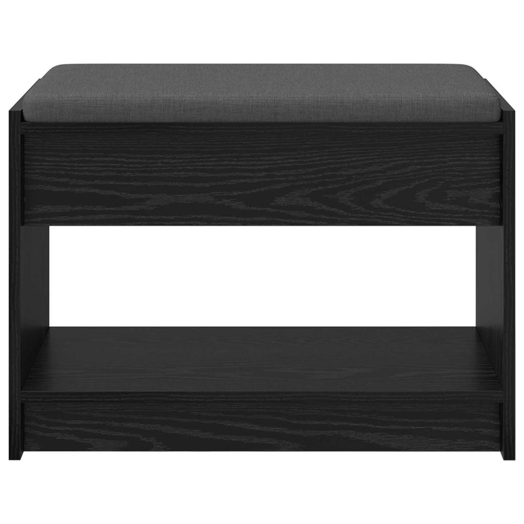 Hall Bench with Cushion and Shelf Black Oak 63 X 38 X 45 Cm