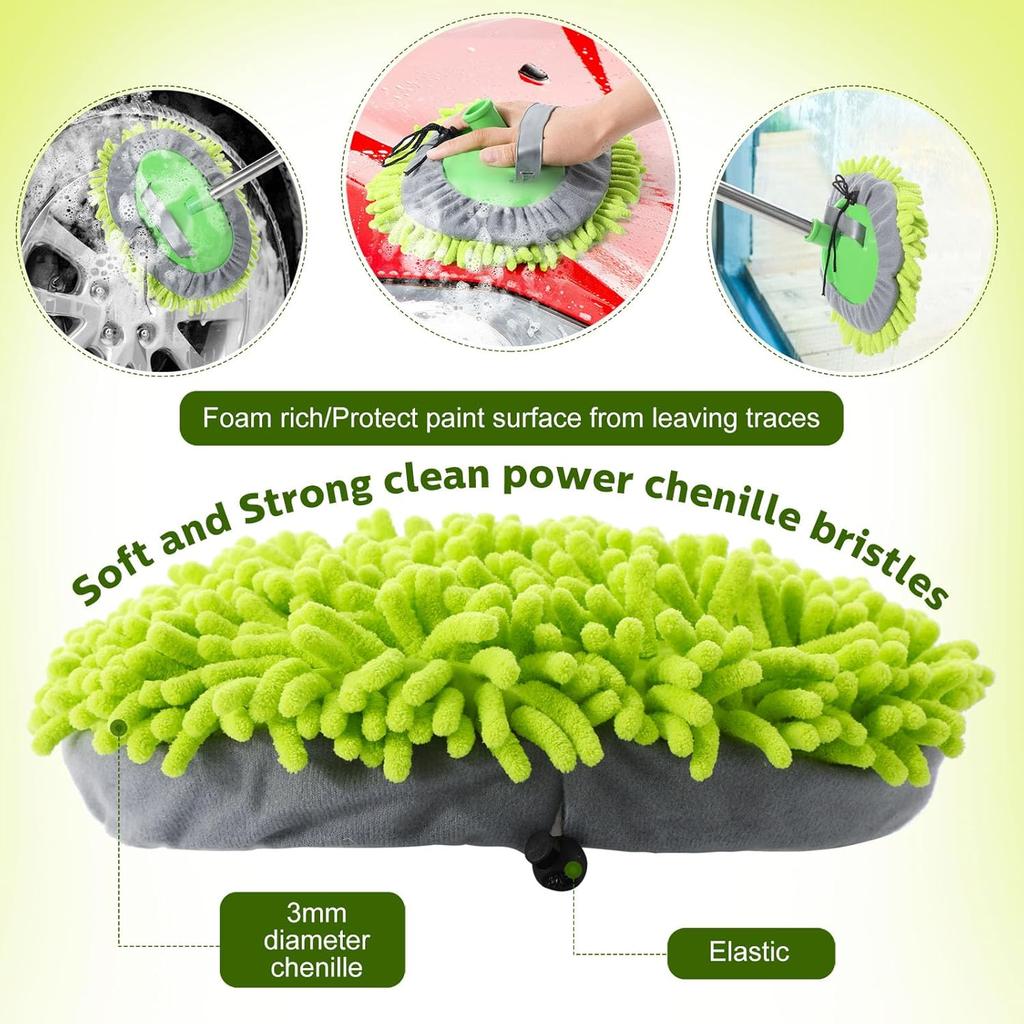 Tallew 5 Pcs Car Wash Mitt Kit, Car Clean Brush Not Included, Microfiber Mitt Clean Detail Cleaning Tools Truck Washing Chenille Scratch Free