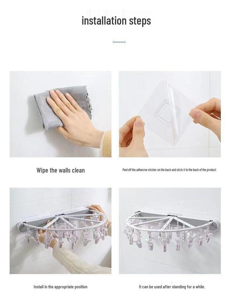 Foldable Wall-Mounted Hole-Free Clothes Drying Rack for Socks
