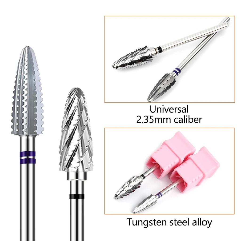 1 or 2 Pcs Tungsten Nail Drill Bits Rotate Electric Milling Cutters For Manicure Machine Quick Removal