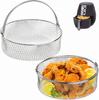 Heißluftfritteuse Grillkörbe 8 Zoll Heißluftfritteuse Ersatzzubehör Dampfkorb aus Edelstahl für Instant Pot, Backofen, Dampfgarer
