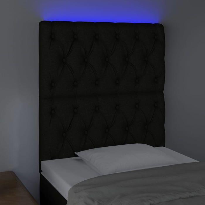 VidaXL Tête de Lit à LED Meuble de Chambre à Coucher Accessoire de Lit Simple Tête de Cadre de Lit Intérieur Noir 3122736