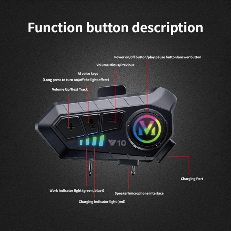Motorcycle Helmets Communication System Wireless Headset With Noise Cancellation And Phone Connection