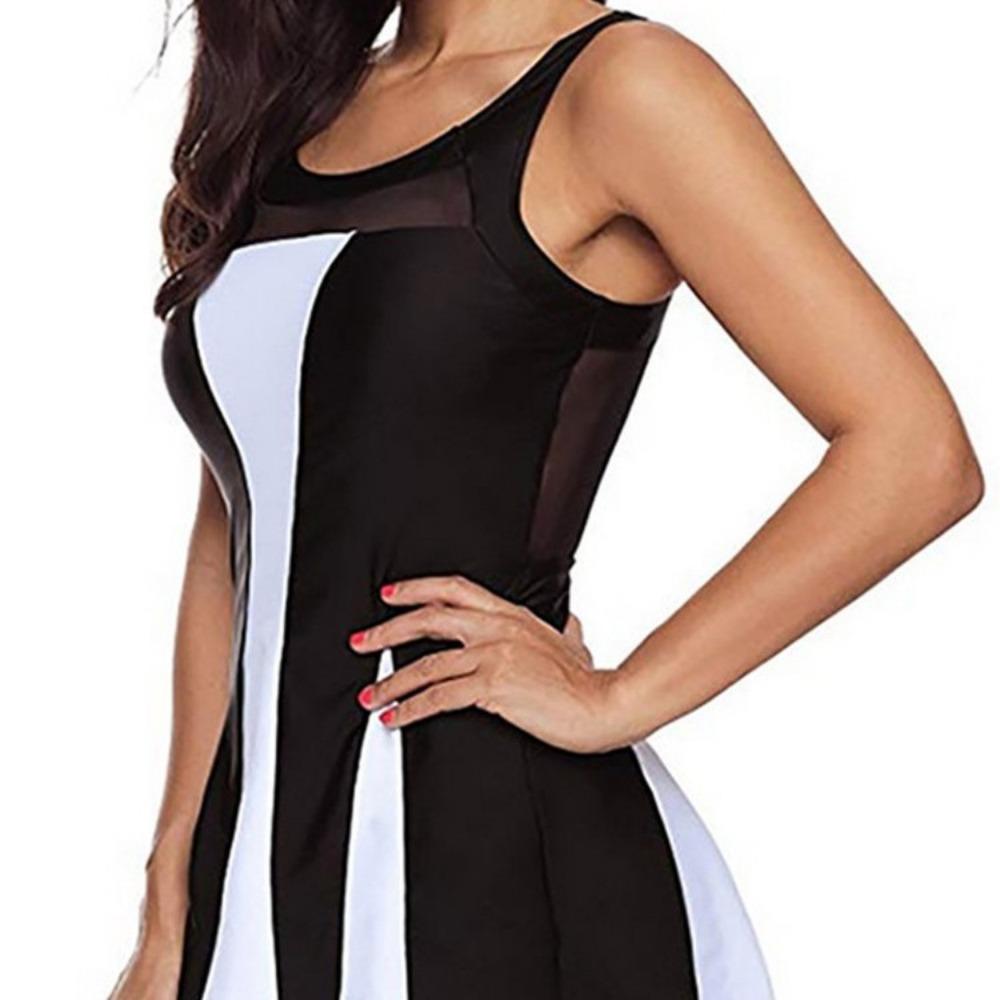 Bikini One-piece Swimsuit Women's Sexy Mesh Plain Splicing Boxers Conservative Skirt Swimsuit