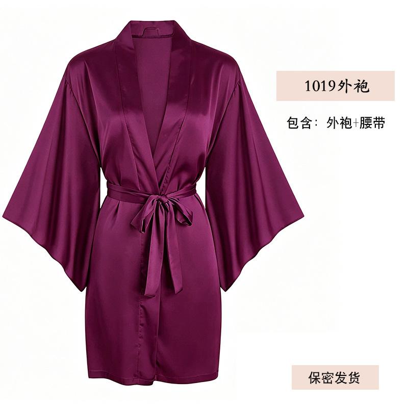 Yiyue sexy pajamas French suspender satin thin sexy underwear flirting pure loungewear women's nightdress 1101