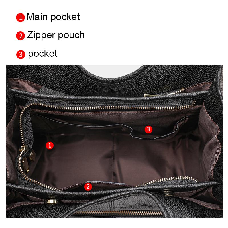 Geantă de umăr din piele naturală Aidrani, geantă tote la modă de mare capacitate, geantă de mână din piele de vacă cu design minimalist