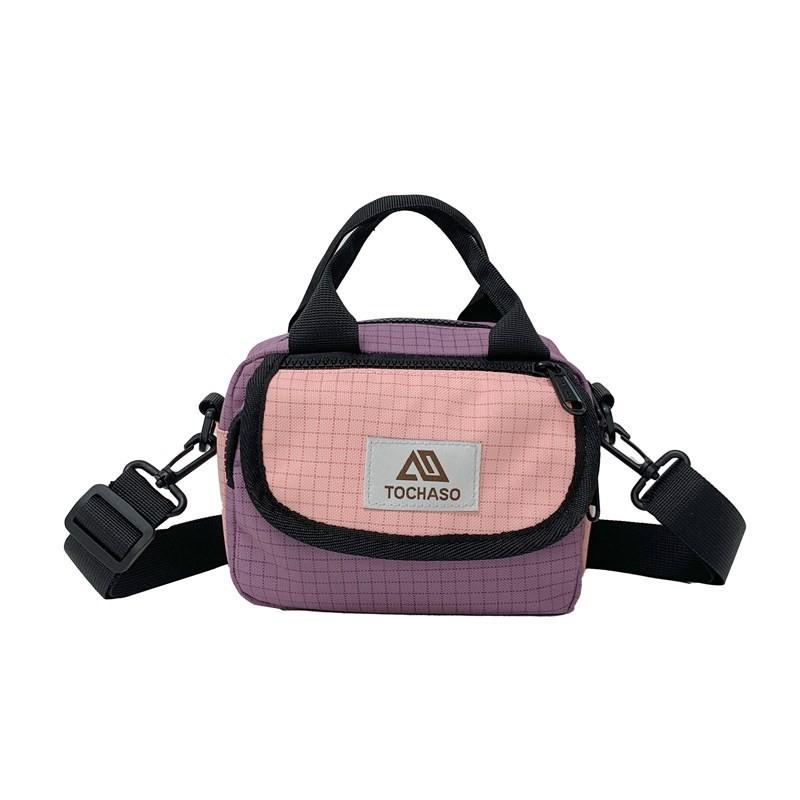 Pattern Grid Alphabet Kids Casual Travel Shoulder Bag With Spacious Compartment