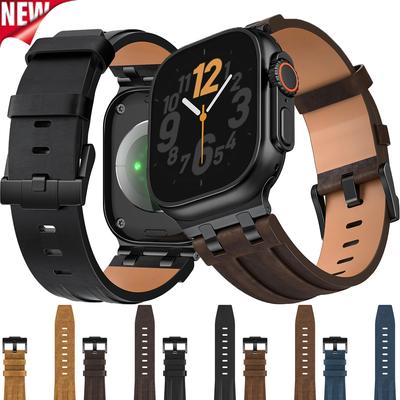 Metall+Leder Armband für Apple Watch Ultra 3/2 49mm 42 44 45 46MM Hochwertiges Armband für Iwatch S 11 10 9 8 7 6 5 SE3 Armband