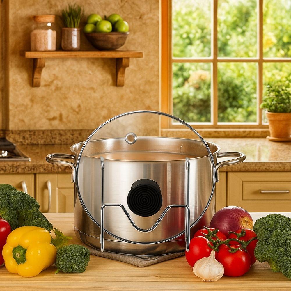 2pcs Anti-Tip Pot Lid Holder Non-Slip Lid Organizer Multifunctional Lid Storage Stand  Desktop