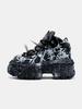 Retro Heavy Metal Platform Men's and Women's Graffiti Punk Muffin Black Rivets Small Height Increasing Dad Shoes