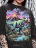 T-Rex Triceratops Velociraptor Prehistoric Dinosaur Comfort Colors® Tshirt, Volcano Nature Jurassic Era Retro 90s Graphic Animal Lover Tee