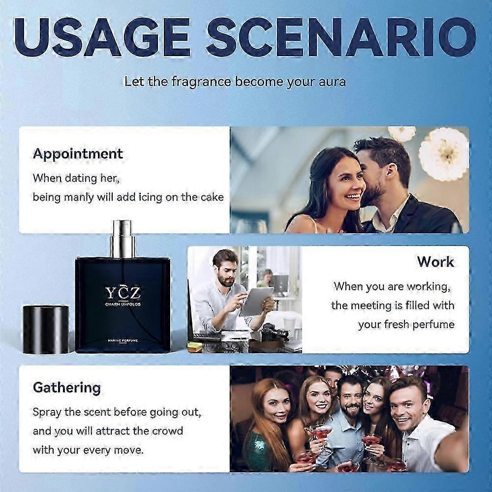YCZ Blue Men's Perfume Cologne Woody Scent Long-lasting Fragrance Ocean Fruity Light Fragrance Romance Gift Perfume Man less