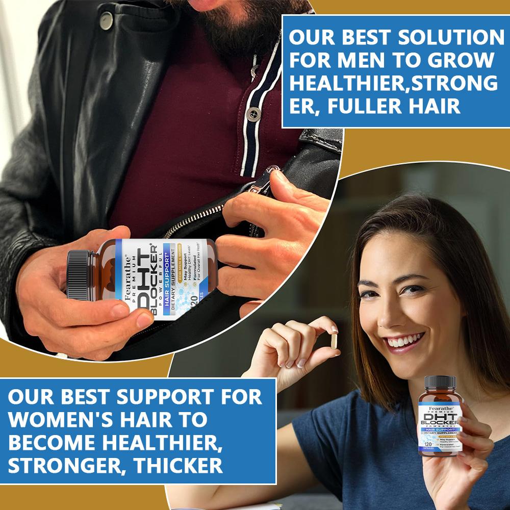 DHT Blocker Capsules Hair Support Supplement with Saw Palmetto & Biotin, 120 Vegan Capsules for Men & Women