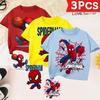 3 Stück Spider-Man T-Shirts für Jungen Offizielle Superhelden Spider-Man Kurzarm-T-Shirts für Kinder Geburtstagsoutfits Spielkleidung 3er-Pack für Marvel-Fans