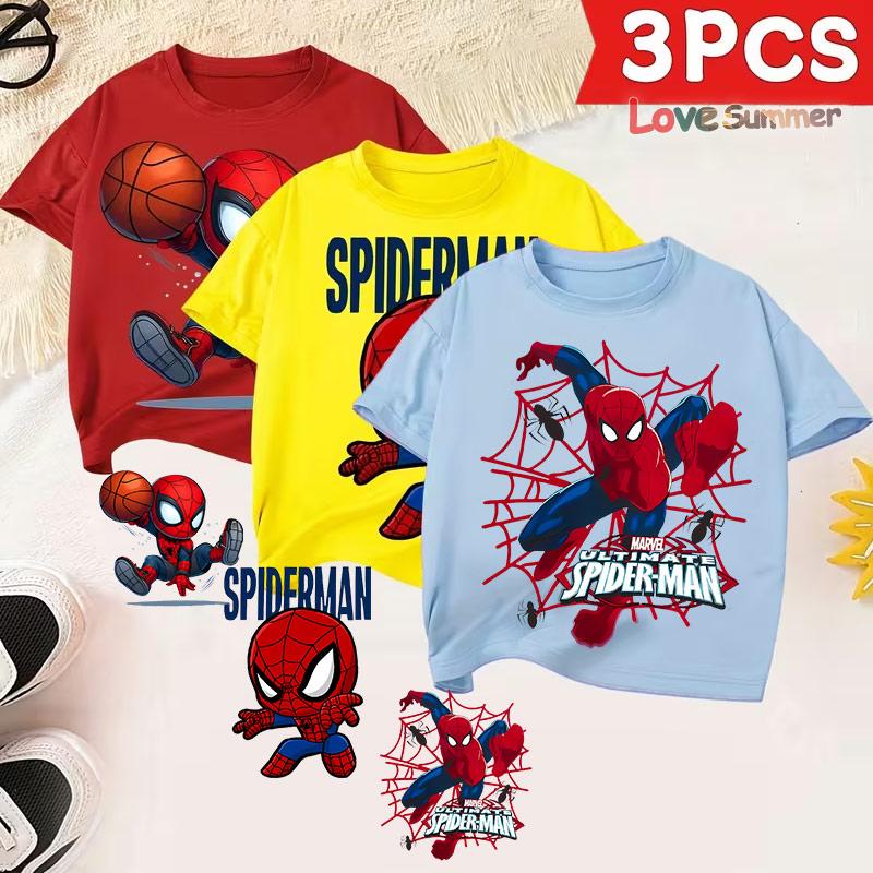 

3pcs Boys Spider Man T Shirts Official Superhero Spider Man Short Sleeve Tees for Kids Birthday Outfits Playwear 3pcs Pack for Marvel Fans 160