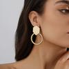 Stylish Minimalist Versatile Geometric Drop Earrings Modern Gold Plated Design