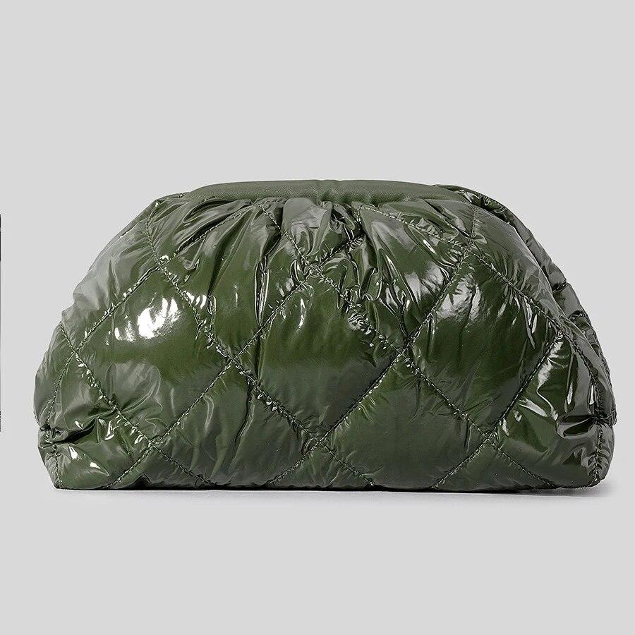 

Модная мягкая сумка Clucth для женщин, дизайнерская стеганая сумка через плечо, мягкая нейлоновая пуховая сумка, теплая зимняя женская сумочка