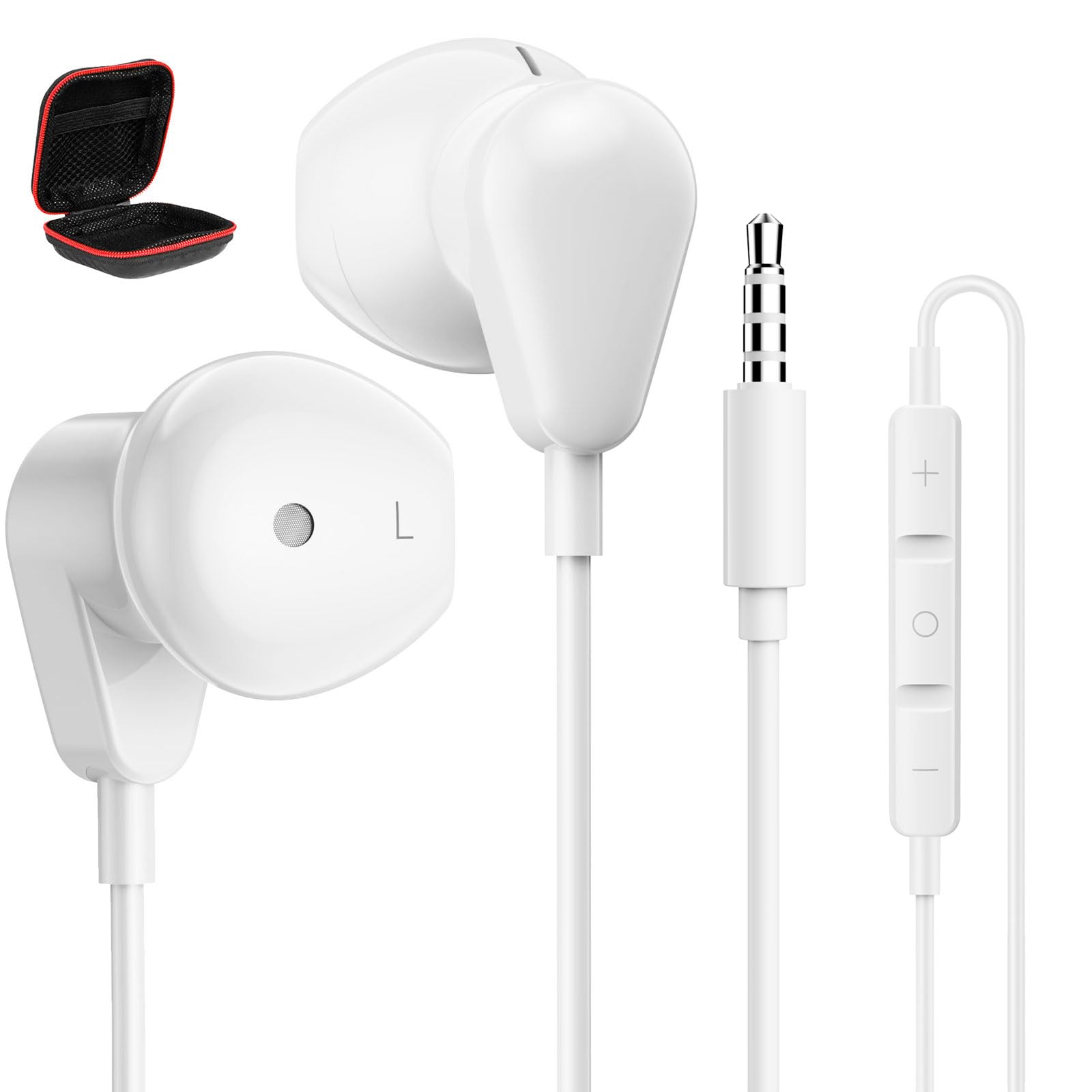 

Wired Earphones with Volume Noise Compatible with iPhone OPPO Reno9 AQUOS sense Wish Xiaomi Android Web and White Microphone, 3.5mm Jack, In-Ear білий