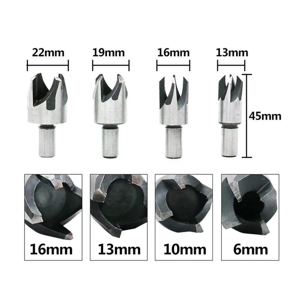 STONEGO Vrták na zátky do dřeva Řezný nástroj Vrtáky Sada Rovné a kuželové Kužel 6mm 10mm 13mm 16mm Dřevoobrábění Cor