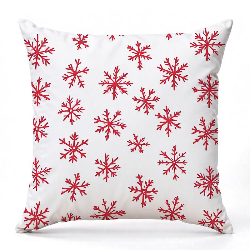 Christmas Tree Deer Snowflake Pattern Pillows Square Polyester Pillowcase, Modern Sofa Decorative Cushion Cover