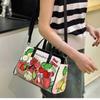 High-end PU Leather Women's Handbag Practical Front Back Two-side Use Ladies Crossbody Bag Fashion Splicing Fresh Sweet Fruit Embroidery Messenger Bag